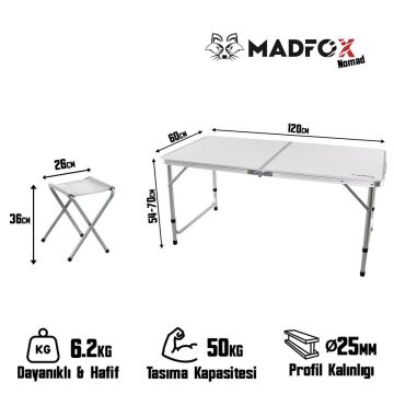 Madfox Nomad Duo Tabureli Katlanır Kamp Masası Seti