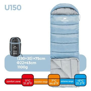 Naturehike U150 Zarf Tarzı Kapüşonlu Uyku Tulumu -6°C