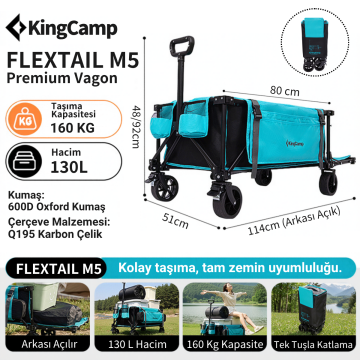 KingCamp FLEXTAIL M5 Çok Amaçlı 130 L Katlanır Vagon Araba