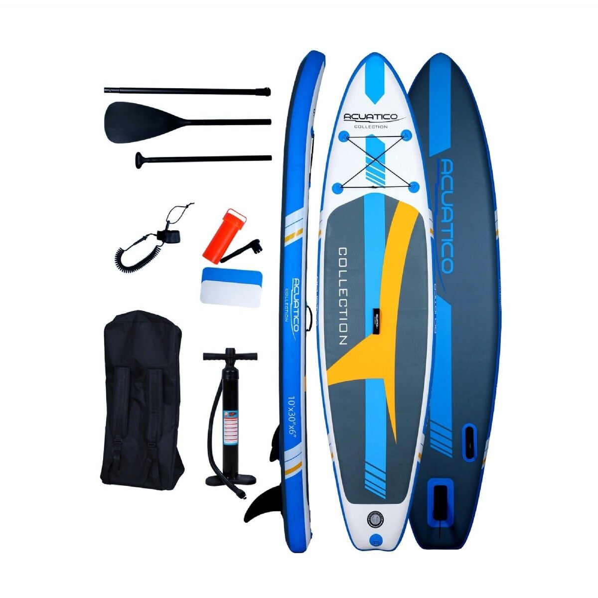 Acuatico Şişme SUP Board 305x76x15 cm Paddleboard (Turuncu-Beyaz-Mavi-Gri)
