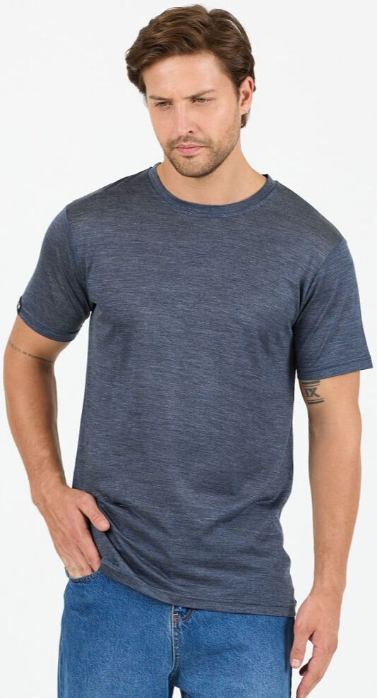 Woolona %50 Merinos Yünü %50 Lyocell Erkek T-Shirt Lacivert