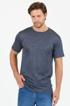 Woolona %50 Merinos Yünü %50 Lyocell Erkek T-Shirt Lacivert