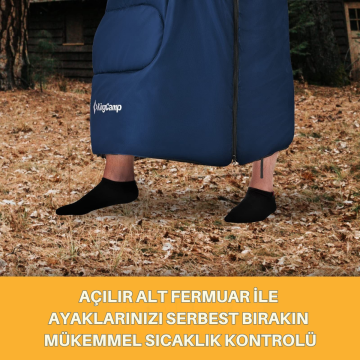 KingCamp Cloud 400 Ultra -15°C Geniş Uyku Tulumu Navy Sol F.