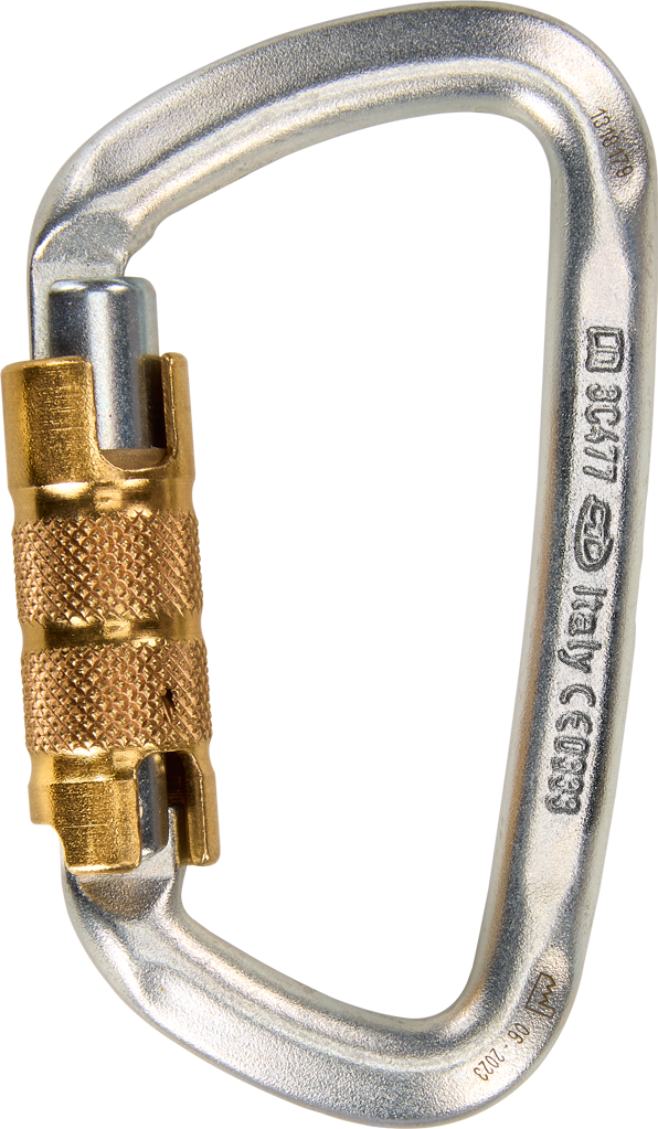 Skylotec D-Shape Steel TG H-295-TG Gümüş Trilock Çelik Karabina EN 362 EN 12275
