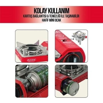 Orcamp Mini Çantalı Kamp Ocak Kırmızı Ck-506