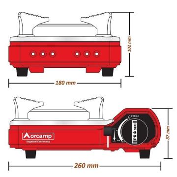 Orcamp Mini Çantalı Kamp Ocak Kırmızı Ck-506