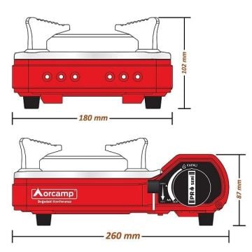 Orcamp Mini Çantalı Kamp Ocak Kırmızı Ck-506
