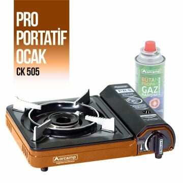Orcamp Tekli Portatif Kamp Ocak Gaz Stop Emniyetli Taba Turuncu CK-505-TB