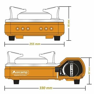 Orcamp Tekli Portatif Kamp Ocak Gaz Stop Emniyetli Taba Turuncu CK-505-TB