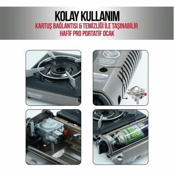 Orcamp Tekli Portatif Kamp Ocak Gaz Stop Emniyetli Kahve Gri CK-505-BR