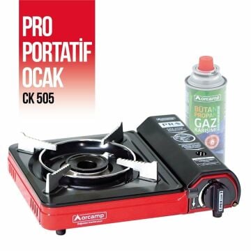 Orcamp Tekli Portatif Kamp Ocak Gaz Stop Emniyetli Kırmızı CCK-505-KR