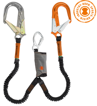Skylotec Skysafe Pro Flex Y L0558 Gümüş Turuncu Alüminyum Konnektörlü Şok Emicili Çift Kollu Lanyard 180 cm EN 355 ANSI Z359 13