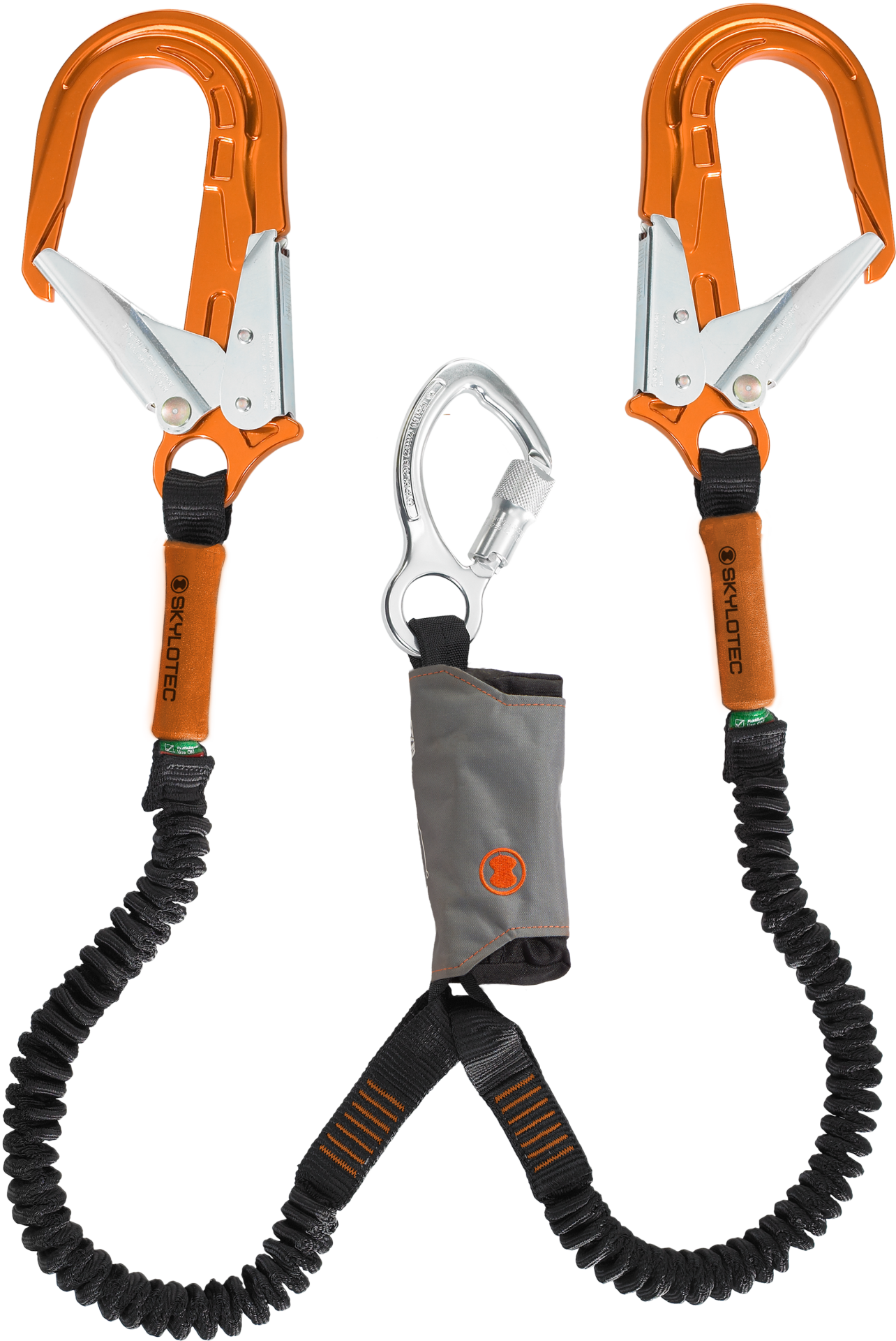 Skylotec Skysafe Pro Flex Y L0623 Turuncu Alüminyum Konnektörlü Şok Emicili Çift Kollu Lanyard 180 cm EN 355 ANSI Z359 13