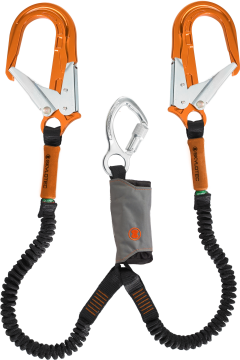 Skylotec Skysafe Pro Flex Y L0623 Turuncu Alüminyum Konnektörlü Şok Emicili Çift Kollu Lanyard 180 cm EN 355 ANSI Z359 13