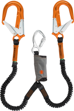 Skylotec Skysafe Pro Flex Y L0623 Turuncu Alüminyum Konnektörlü Şok Emicili Çift Kollu Lanyard 180 cm EN 355 ANSI Z359 13