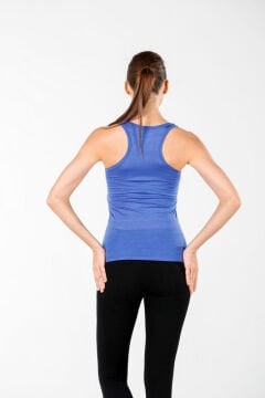 Woolona Rani Kadın Mavi Kolsuz Dikişsiz %100 Yün Termal İçlik