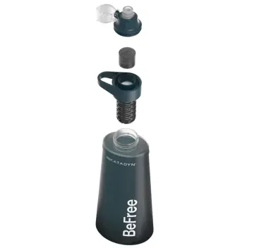 Katadyn Switzerland BeFree Filter ActiveCarbon 1.0L Slate Blue Ultralight Katlanabilir Outdoor Koşu Afet  Su Filtresi Filtrasyon Sistemi