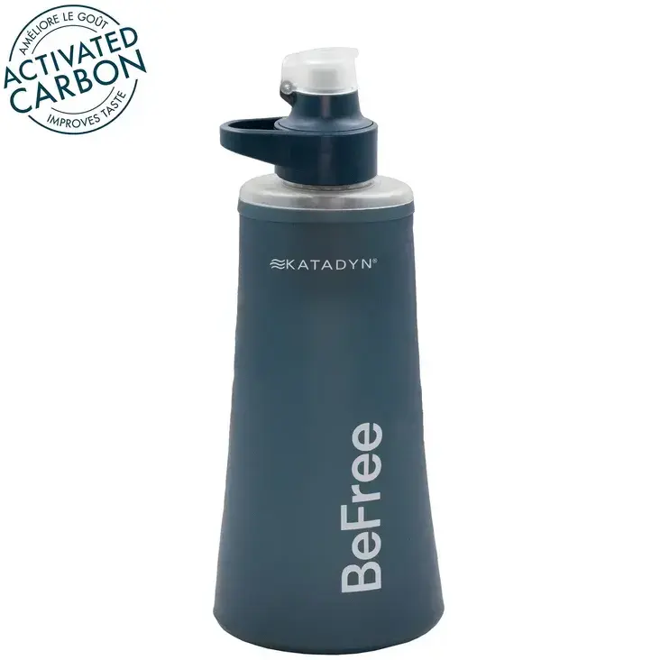 Katadyn Switzerland BeFree Filter ActiveCarbon 1.0L Slate Blue Ultralight Katlanabilir Outdoor Koşu Afet  Su Filtresi Filtrasyon Sistemi