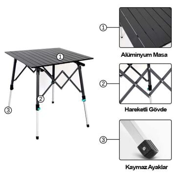 Madfox Ollimmas Katlanır Kamp Masası 50x50 cm