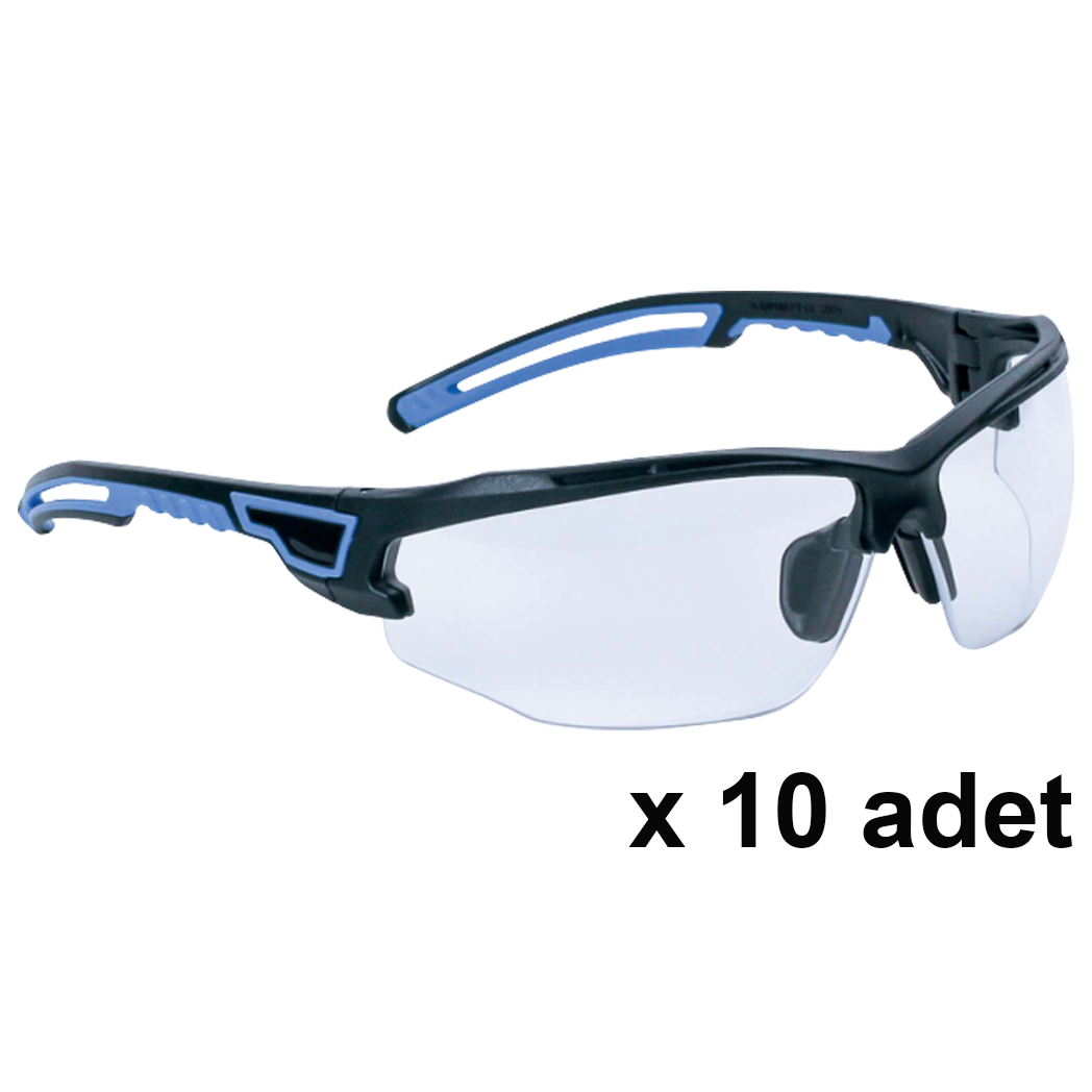 Deltaplus Aso2 Clear 10'lu PAKET UV400 Şeffaf Ayarlanabilir Burun Polikarbonat Bioküler Buğulanmaz Çizilmez İş Güvenlik Gözlüğü