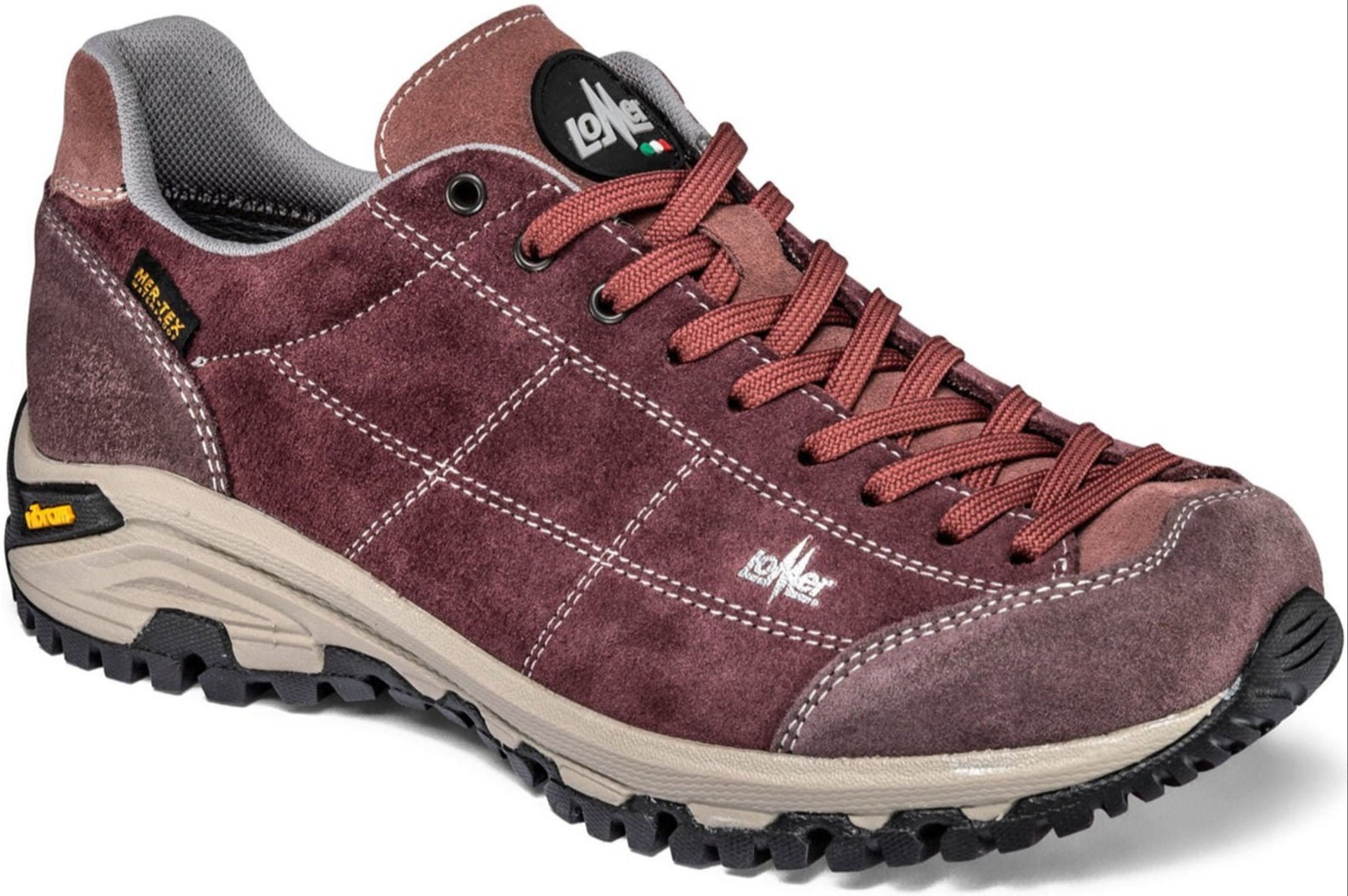 Lomer Italy Maipos Suede MTX Waterproof Vibram Süet Deri Kadın Ayakkabı Borgogna Rose