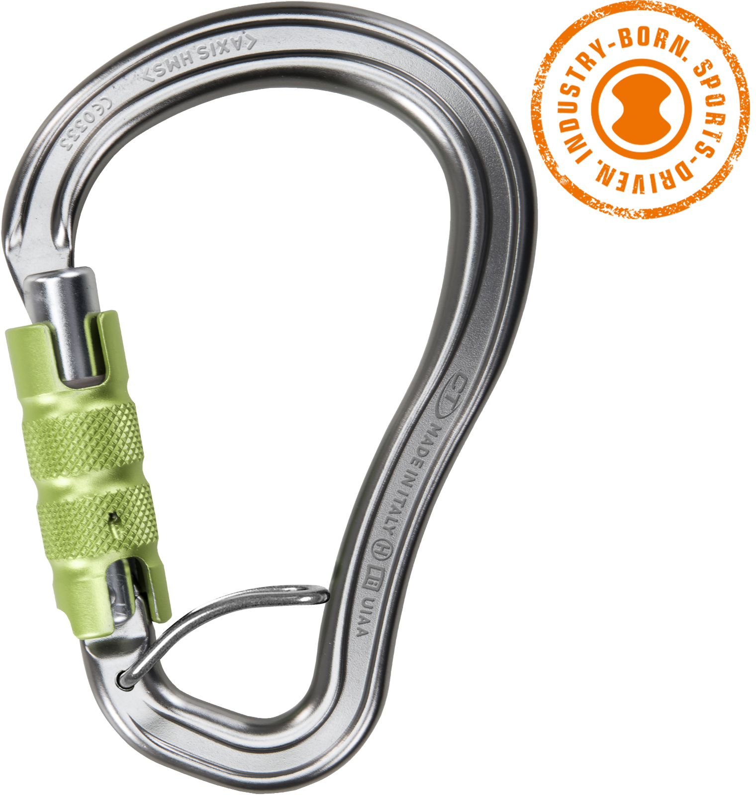 Skylotec AXIS HMS TGL H-310-TGL Gri Yeşil Trilock ACL Anti-Twist Alüminyum HMS Karabina EN 362 EN 12275 UIAA 121