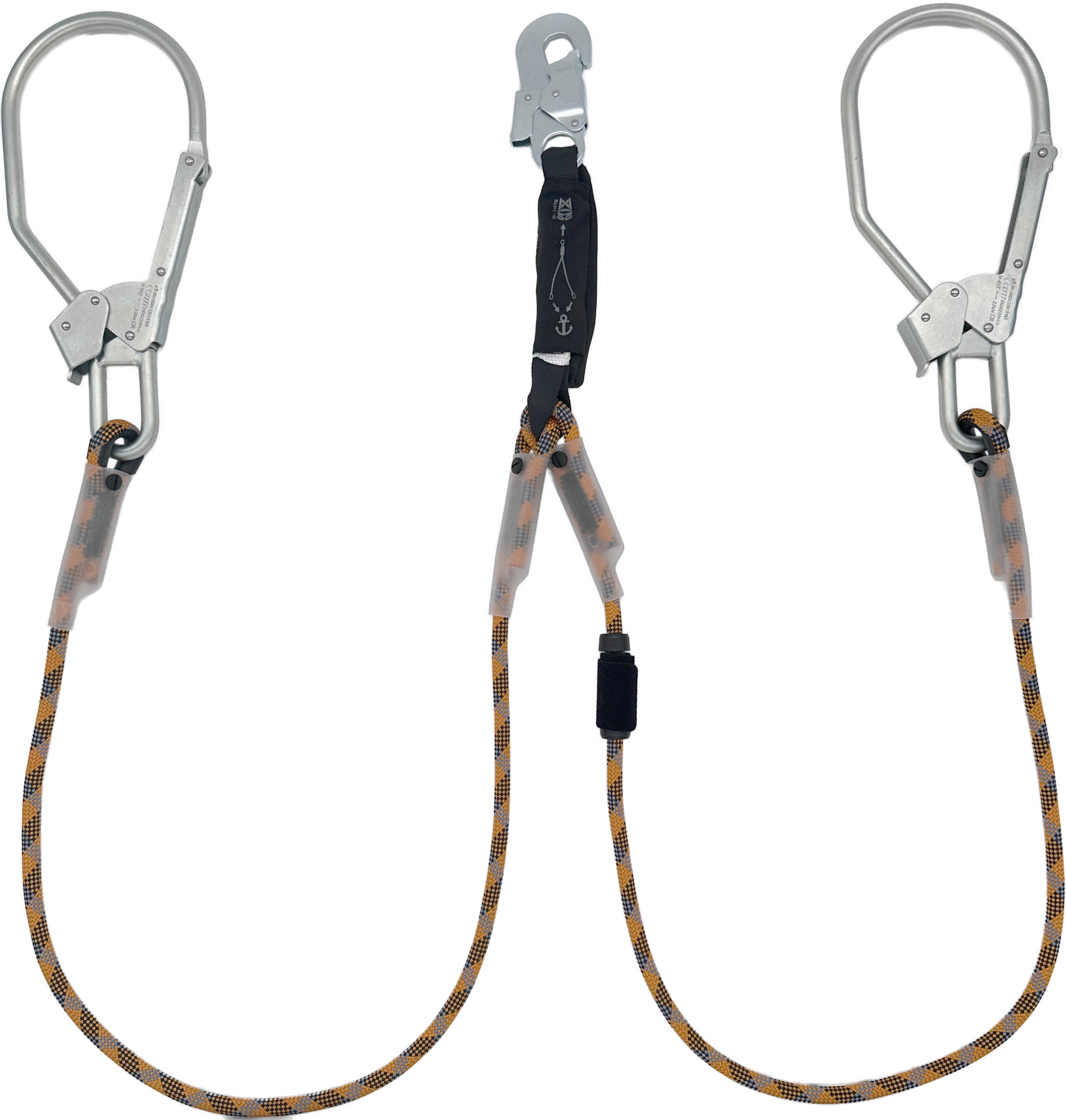 Skylotec Skysafe Eco R Y Tipi Çift Fs92 Ve Fs51 St Karabinalı Şok Emicili Lanyard EN 355