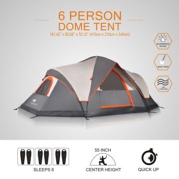MobiHome DomeHike 6 Kişilik Otomatik Çadır- GRİ