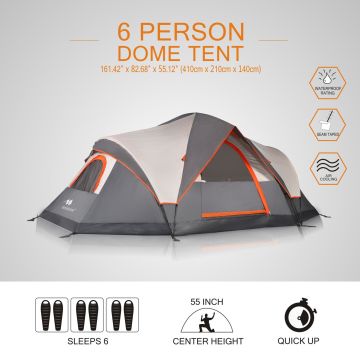 MobiHome DomeHike 6 Kişilik Otomatik Çadır- GRİ