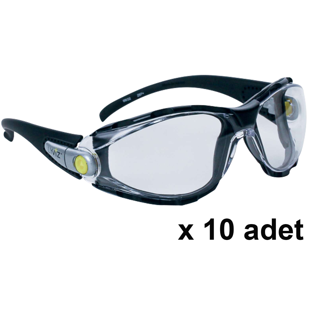 Deltaplus Pacaya Clear Lyviz Şeffaf 10'lu PAKET UV400 Oleohidrofobik Hydrophobic Kaplama Ayarlı Sap İş Güvenlik Gözlüğü