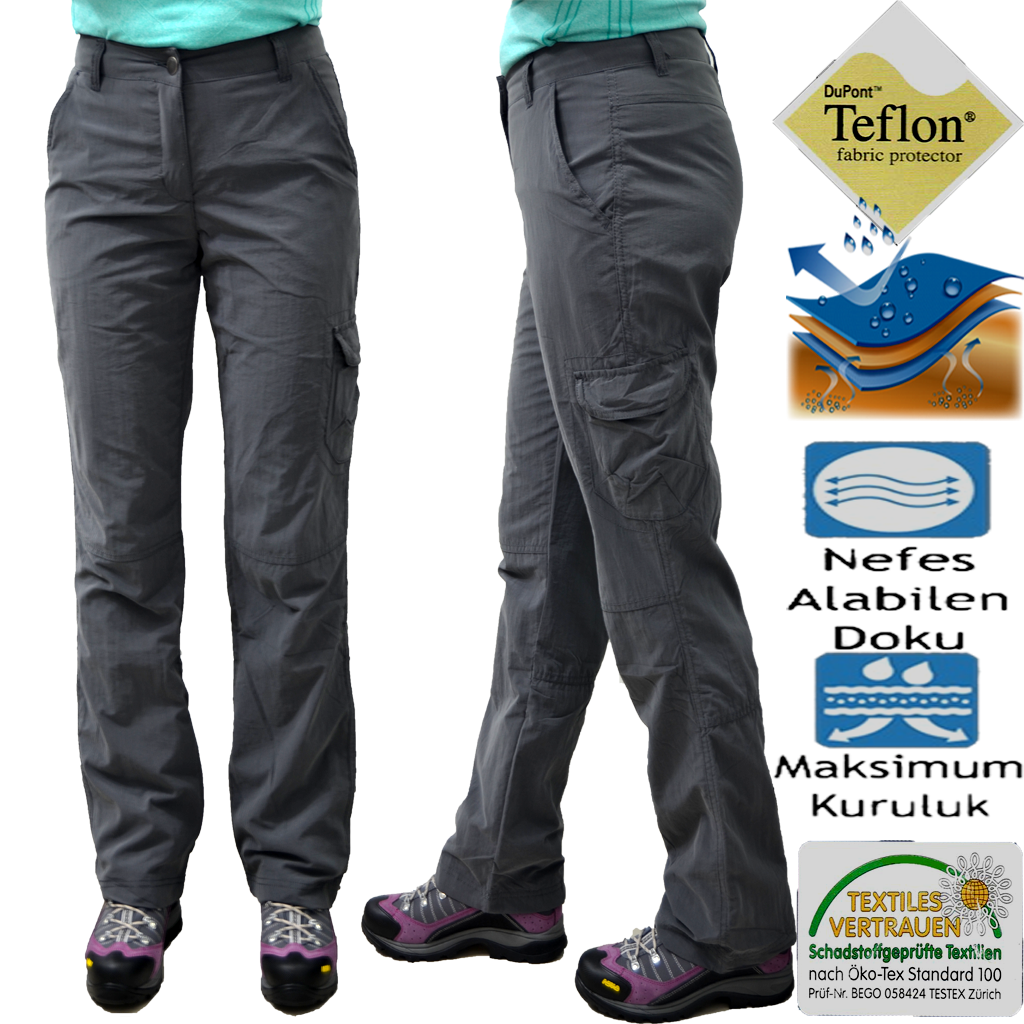 Bayan Outdoor İthal Termal Kışlık Teflon Kargo Yürüyüş Pantolonu