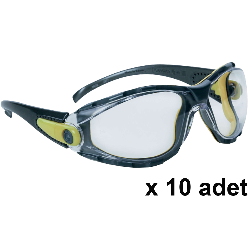 Deltaplus Pacaya Clear Şeffaf 10'lu PAKET UV400 Polikarbonat Monoblok Buğulanmaz Çizilmez Ayarlı Sap İş Güvenlik Gözlüğü