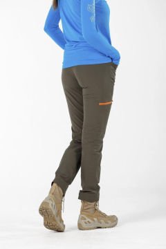 Woolona Comfort Haki Çift Yüzlü Yün Kadın Trekking Pantolonu