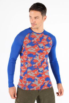 Woolona Asker Kamuflaj Örgü Mavi %100 yün Termal içlik