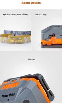 Naturehike USB Şarjlı LED Kafa Lambası ( 1200mAh )