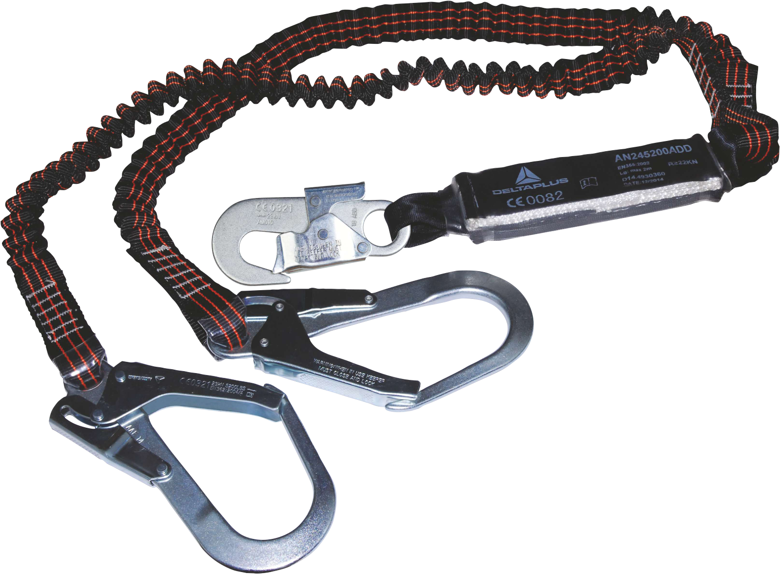 Deltaplus AN245200ADD Absorbing Şok Emicili Çift Kollu Kancalı Esnek Lanyard 1,40 ile 2 metre