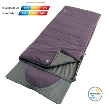 Outwell Contour Yazlık ve Kışlık Taraflı -13 °C Uyku Tulumu D.Purple Sol
