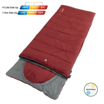 Outwell Contour Lux Yazlık & Kışlık Taraflı -19°C Uyku Tulumu Kırmızı Sol