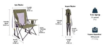 GCI Outdoor Comfort Pro Rocker Amortisörlü Katlanır Kamp Sandalyesi Yeşil MZ