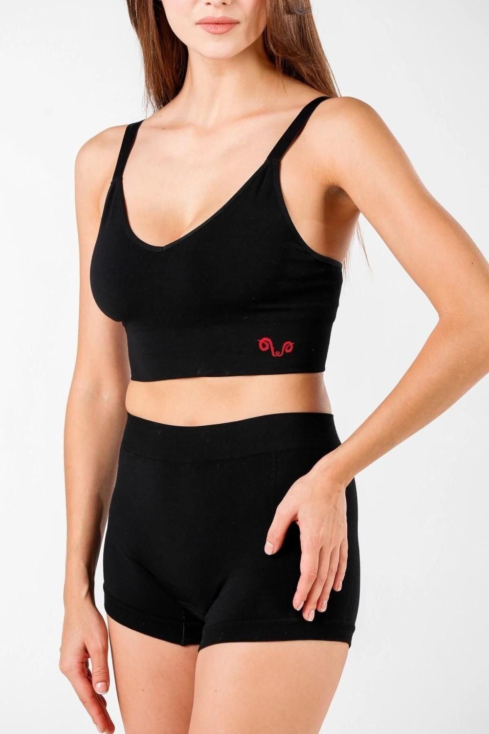 Woolona Dora Siyah Dikişsiz Yün Termal Kadın Boxer MZ SMALL