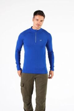 Woolona Astro Mavi Uzun Kollu Fermuarlı %100 Yün Termal İçlik MZ SMALL