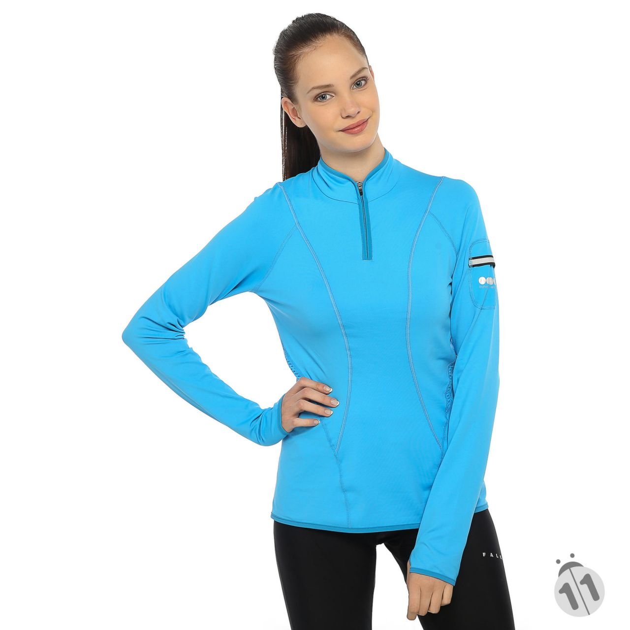 Gore-Tex Bayan Uzun Kollu Turkuaz Ipod Cepli ProDryFit Outdoor, Koşu, Fitness Tişört