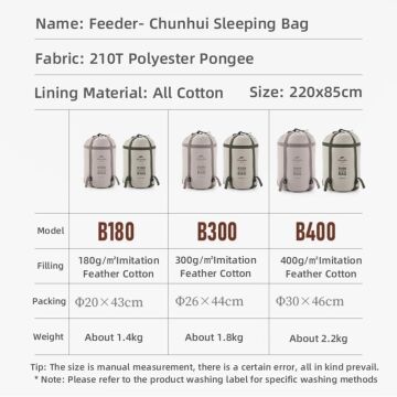 Naturehike Feeder B400 Cotton Uyku Tulumu -18°C