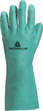 Delta Plus NITREX VE802 Yeşil Floke İç Yüzeyli Nitril Kimyasal Koruyucu İş Eldiveni EN 388 EN ISO 374-1 EN ISO 374-5 ISO 18889