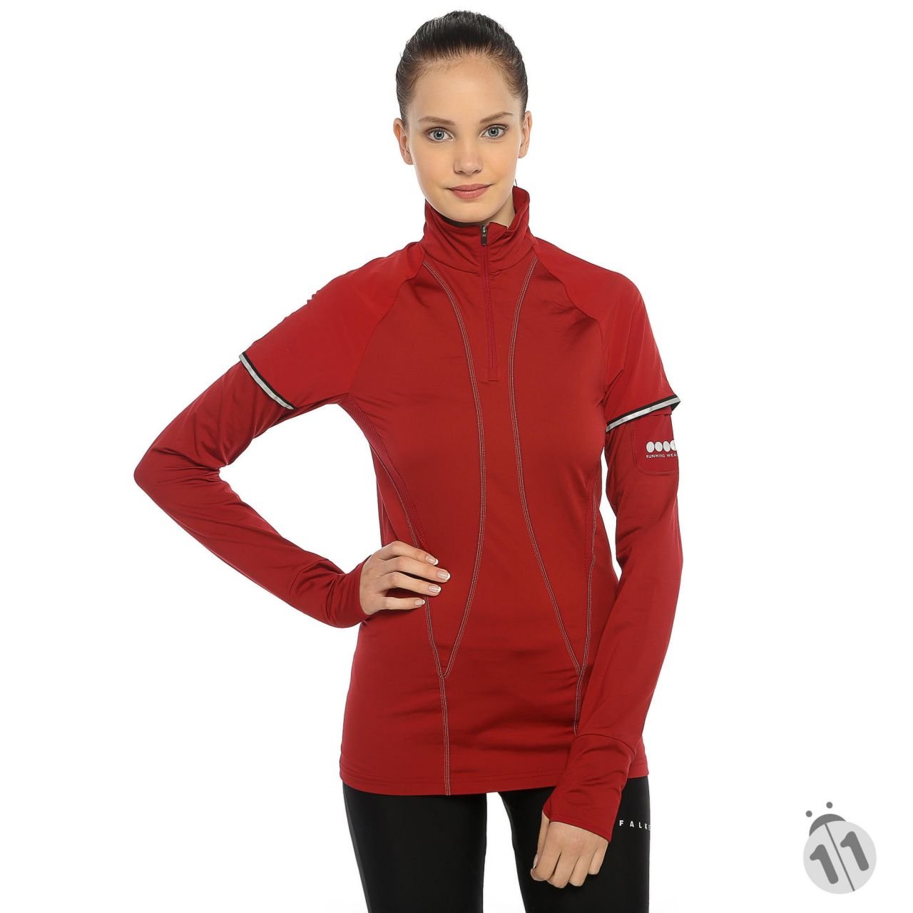 Gore-Tex Bayan Uzun Kollu Bordo Ipod Cepli ProDryFit Outdoor, Koşu, Fitness Tişört
