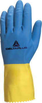 Delta Plus DUOCOLOR VE330 Mavi-Sarı Floke İç Yüzeyli Çift Kaplama Lateks Kimyasal Koruyucu İş Eldiveni EN 388 EN ISO 374-1 EN ISO 374-5