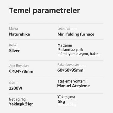 Naturehike Mini Folding Stove Ocak Başı | 2200Wt |