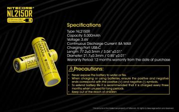 Nitecore 5000MAH 3.6V Pil