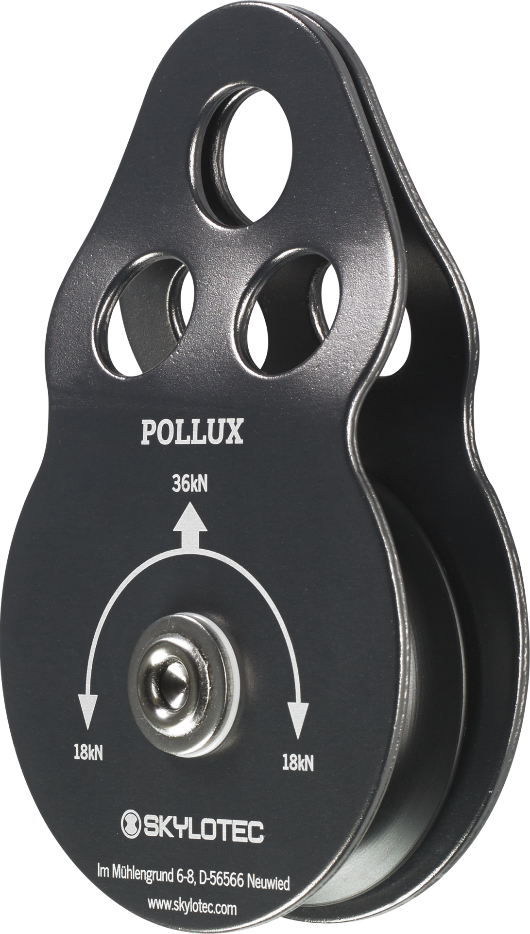 Skylotec Pollux H-200 Gri Siyah Alüminyum Paslanmaz Çelik Tekli Makara 36 kN