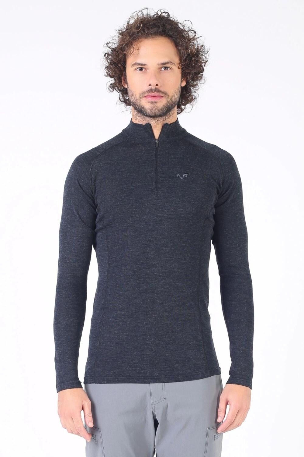 Woolona Astro Antrasit Uzun Kollu Fermuarlı %100 Yün Termal İçlik